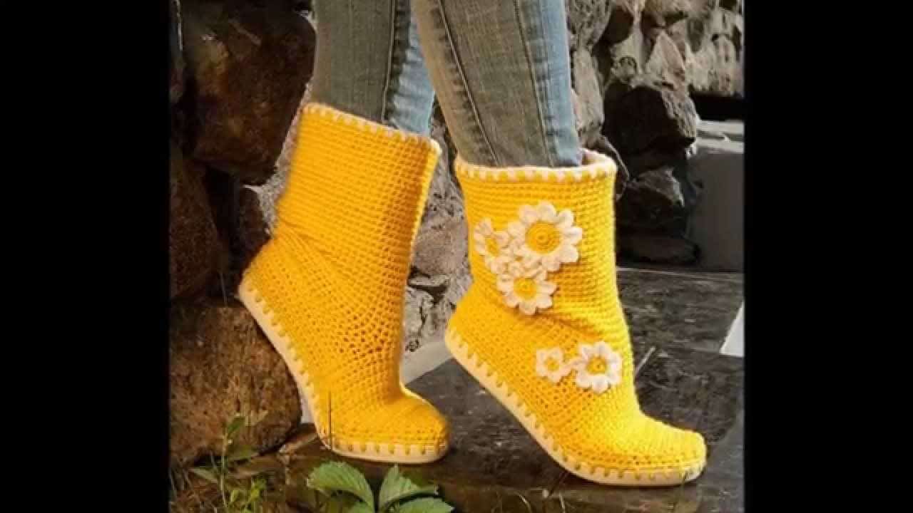 Botas y botines tejidos a crochet dama Alcrochet.com