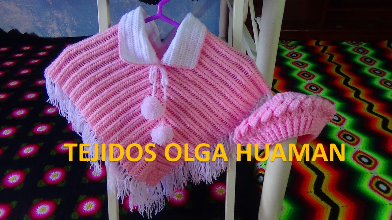 dead walk Saturday poncho tejido a crochet para bebe o niña en PUNTO ESPIGA paso a paso  Alcrochet.com