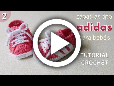 Abandono Boda Monarca Zapatillas Adidas a crochet para bebé (Parte 2 de 2) Alcrochet.com