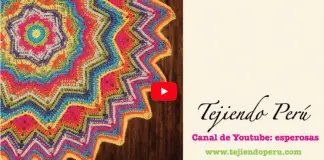 Cobija ondulada redonda tejida a crochet