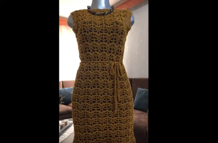 Vestido mostaza crochet Alcrochet.com